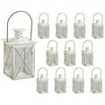 thumbnail image 1 of Kate Aspen Medium Decorative Lanterns - Set of 12 - Luminous Distressed White Metal Lantern Candle Holders Centerpieces for Wedding, Home Decor and Party - 6.3" H (8.9" H with Handle), 1 of 7