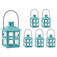 thumbnail image 1 of Kate Aspen Mini Decorative Lanterns - Set of 6 - Vintage Metal Lantern Candle Holders for Wedding Centerpiece, Home Decor and Party Favor (Blue), 1 of 6