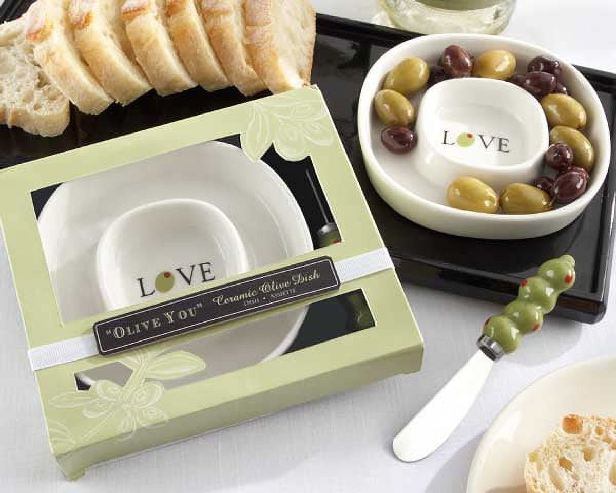 Kate Aspen Olive You Olive Tray & Spreader - Set of 6 - Guest Gift, Party Souvenir, Party Favor or Decorations for Weddings, Bridal Showers, Baby Showers & More