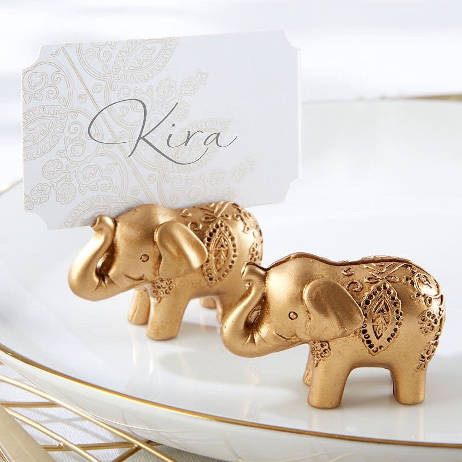 Kate Aspen Place Card Holder, Lucky Golden Elephant Table Number Holders Stands, Perfect Wedding Favor, Thanksgiving Decor, Bachelorette Favor or Bridal Shower Favor - 2 Sets of 6, 12 Pieces
