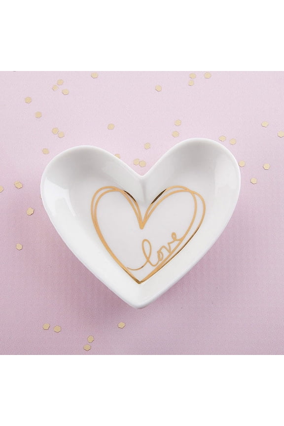 Ring Holder & Jewelry Holder Ring Dish, Heart Shaped Trinket Tray, Wedding Gifts for The Couple, Bridal Shower Gifts, Bride Gifts, His and Hers Gifts & Engagement Gifts (Set of 6)