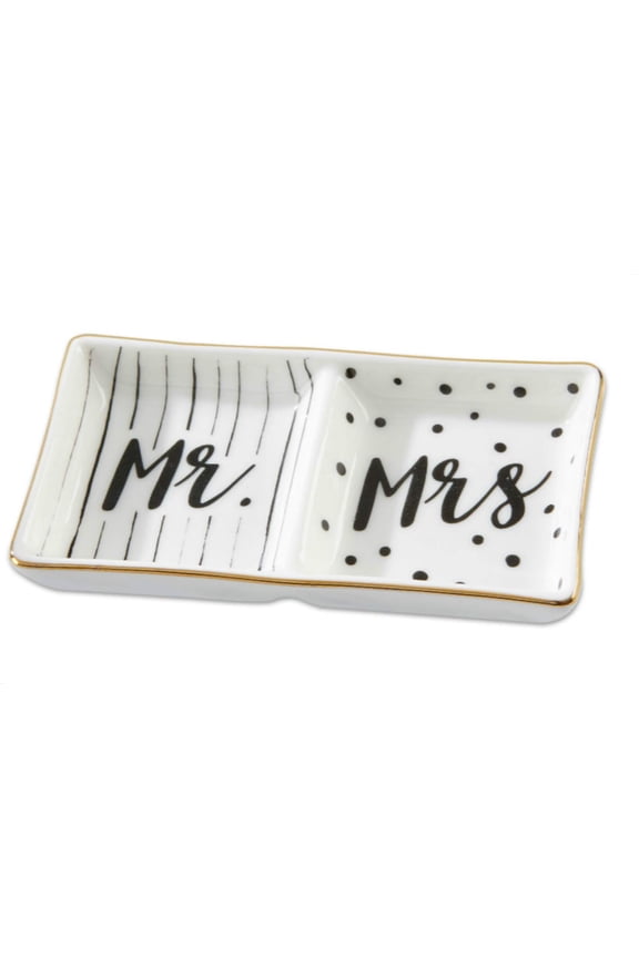 Ring Holder & Jewelry Holder Ring Dish, Mr & Mrs Trinket Tray, Wedding Gifts for The Couple, Bridal Shower Gifts, Bride Gifts, His and Hers Gifts & Engagement Gifts (Set of 2)