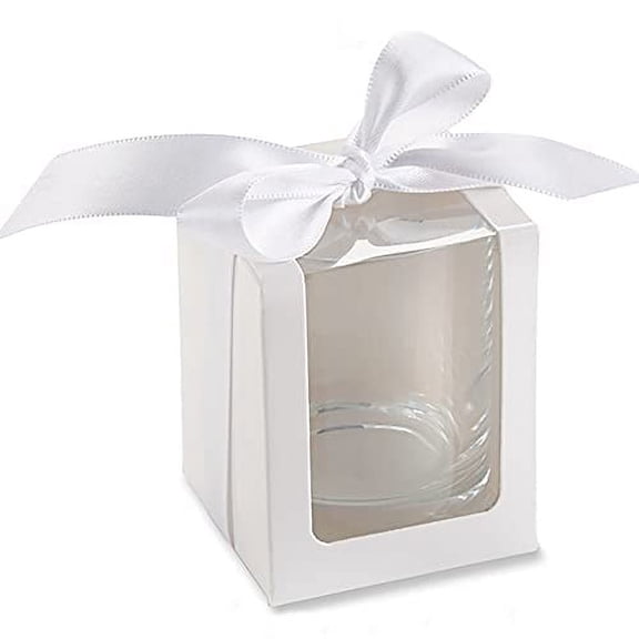 Kate Aspen Shot Glasses Gift Boxes (Set of 20) DIY Wedding Favors, Baby Shower Favors, Party Favor Container, Candle Boxes Packaging with Clear Panel