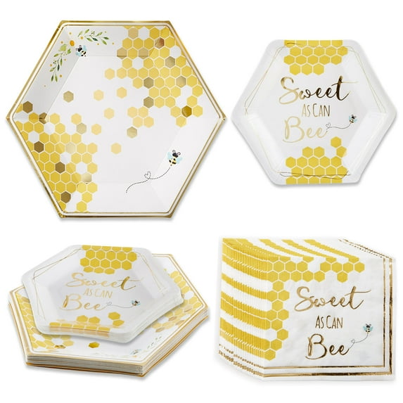 Kate Aspen Sweet as Can Bee 62 Piece Party Tableware Set (16 Guests)