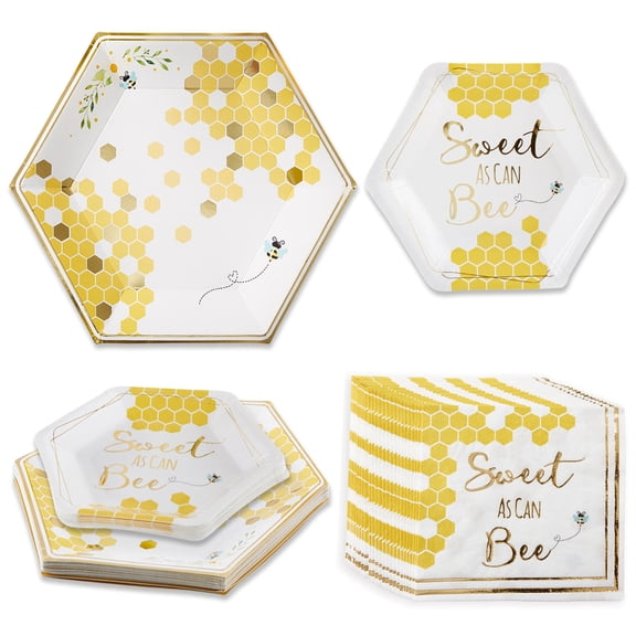 Kate Aspen Sweet as Can Bee 62 Piece Party Tableware Set (16 Guests)