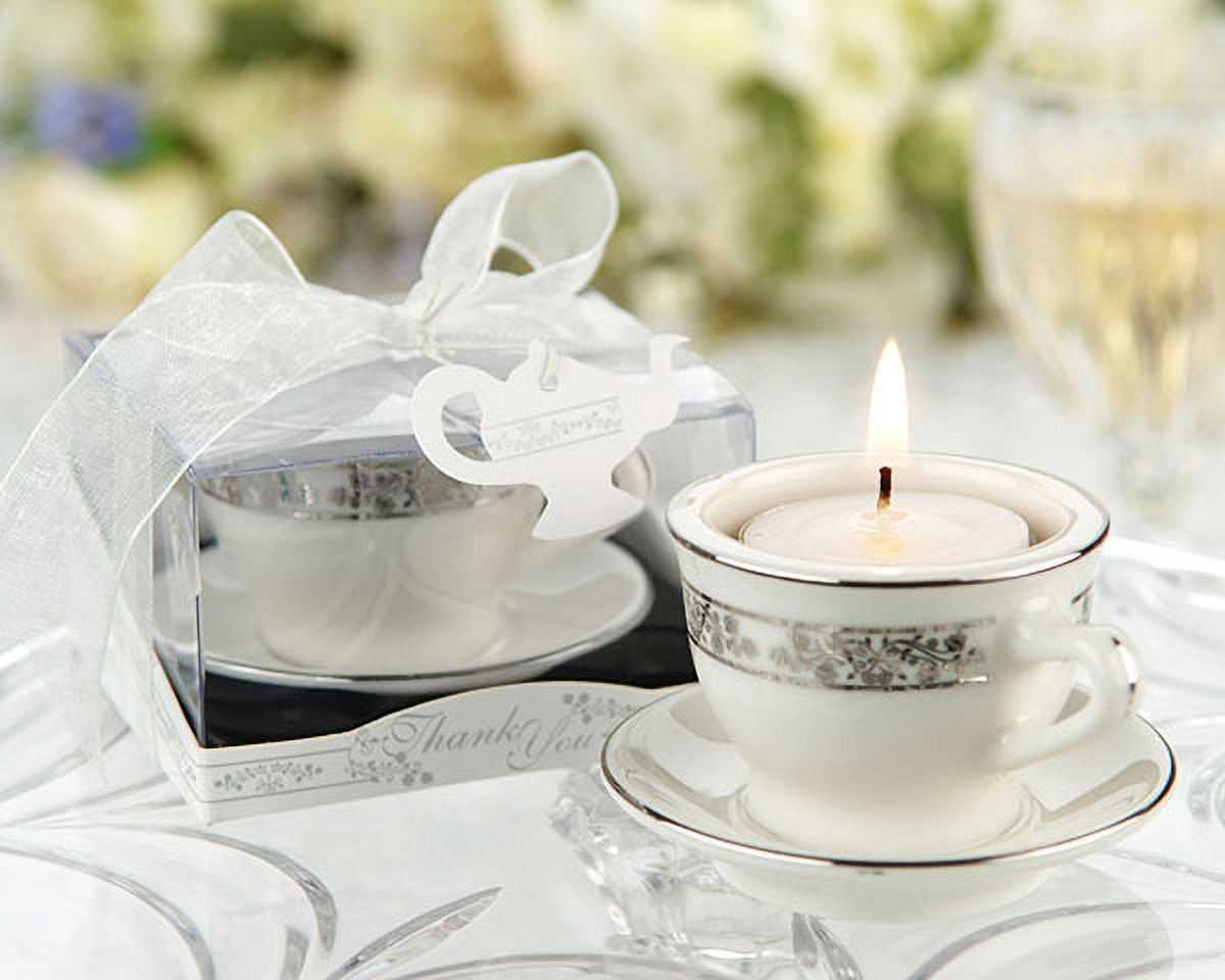 Kate Aspen Teacups \u0026 Tea Lights Miniature Porcelain Tea Light Holder,  Perfect Wedding Favors, Bachelorette Favors, Baby Shower Favors or Bridal Shower  Favors (Silver, 6) - Walmart.com, image size:1200x960
