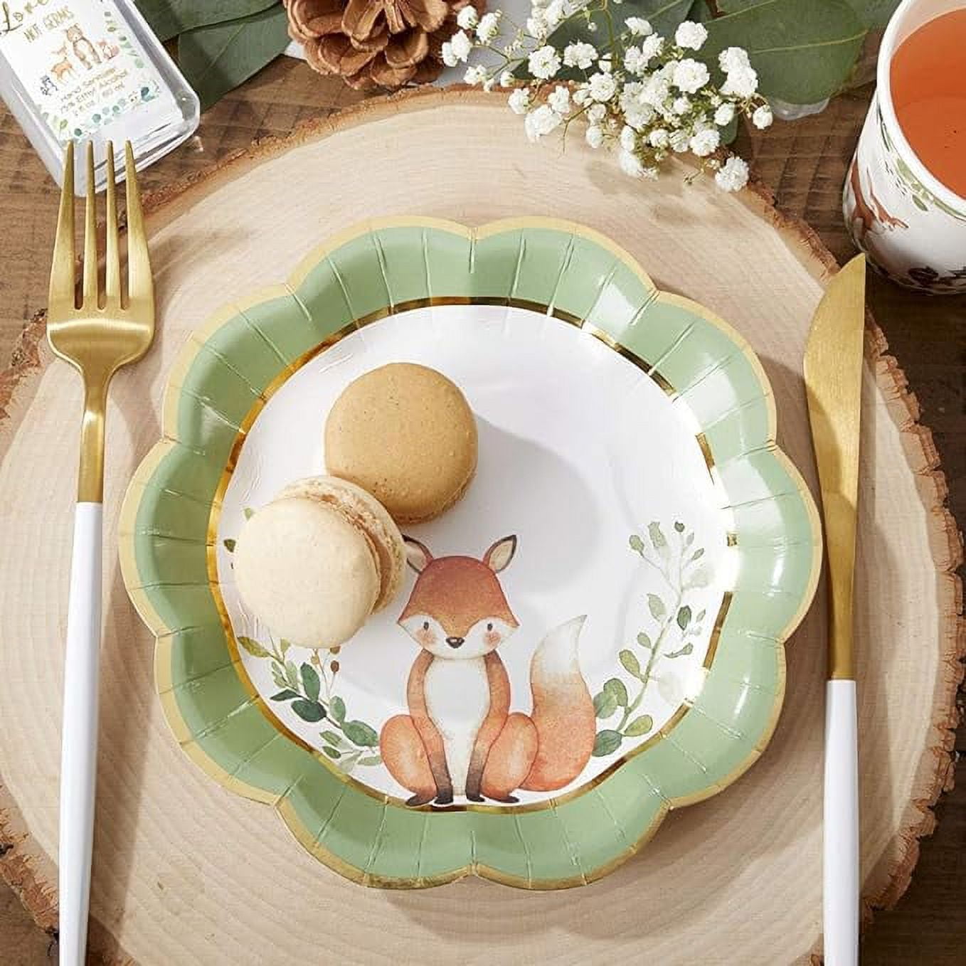 Kate Aspen Woodland Baby Shower Decorations - 7 in. Premium Decorative Paper Plates (350 GSM weight -Set of 16) | Party Supplies