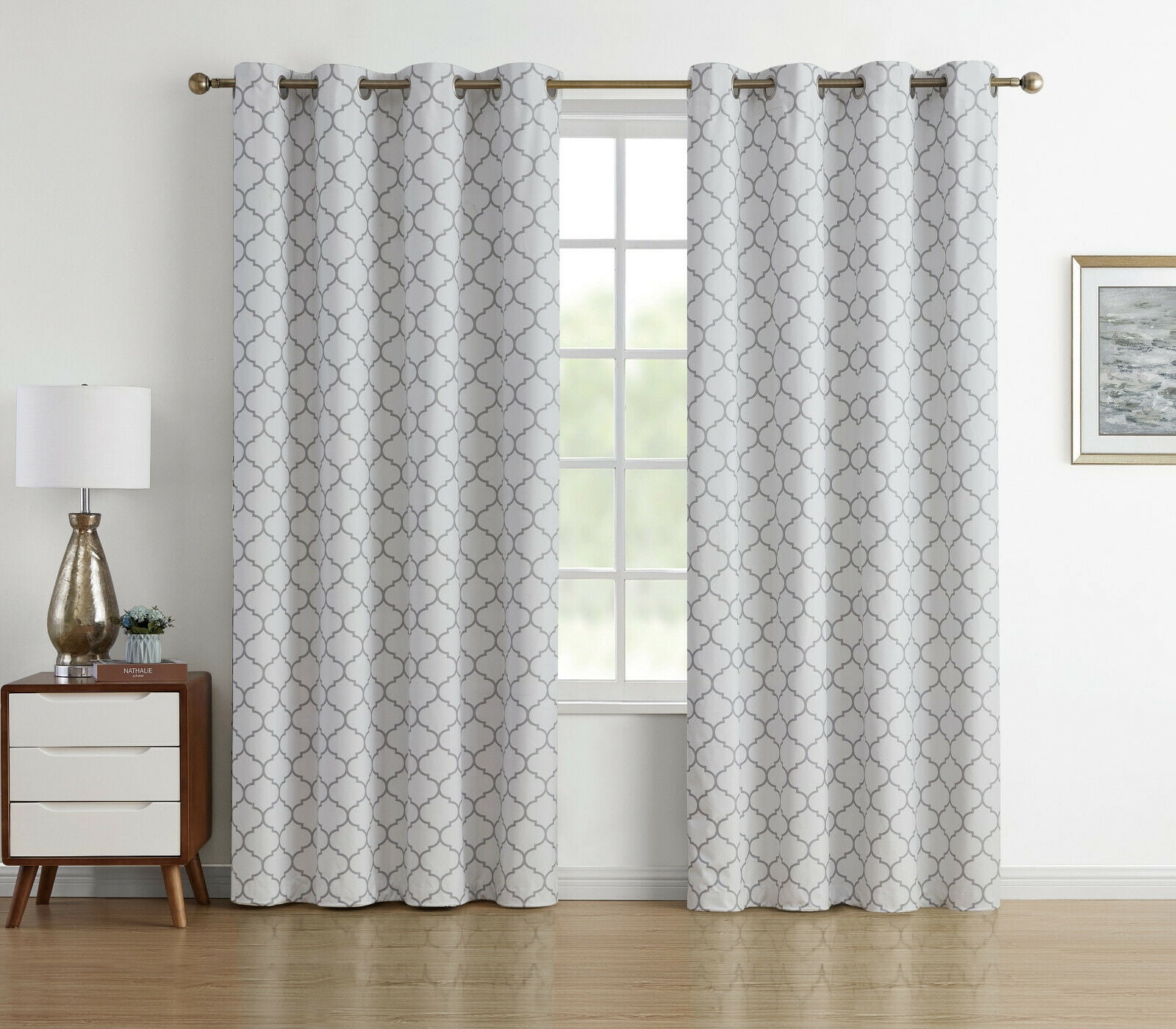 Kate Aurora 100% Max Blackout Thermal Trellis Grommet Top Curtains ...