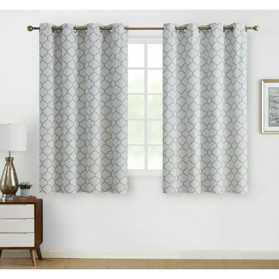 Kate Aurora 2 Pack 100% Max Blackout Thermal Trellis Grommet Top Curtains - Assorted Colors & Sizes