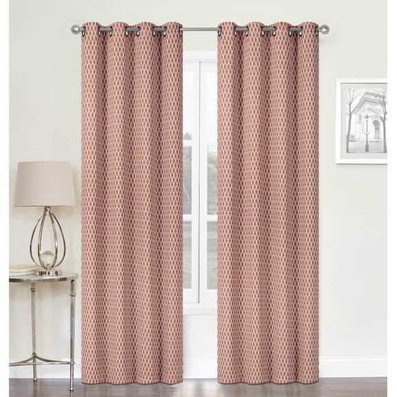 Kate Aurora 2 Pack Amari Contemporary Lattice Light Filtering Grommet Top Window Curtain Panels - Assorted Colors, 84 in.Long