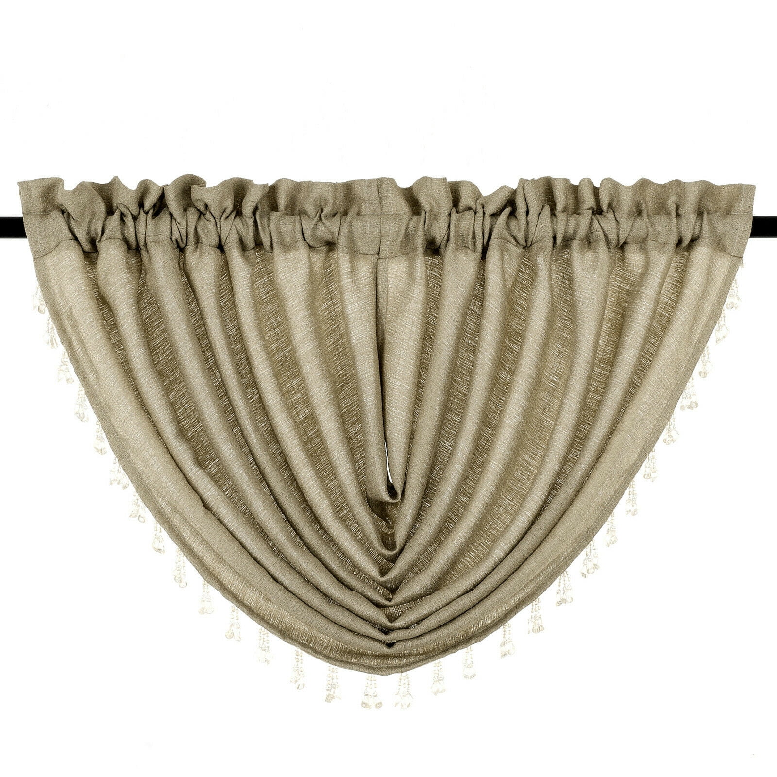 Kate Aurora 2 Pack Beaded Emerald Crepe Waterfall Valances - Assorted Colors