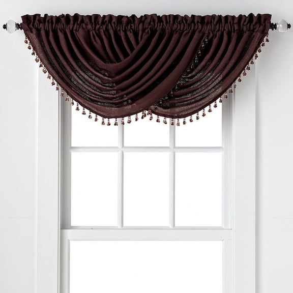 Kate Aurora 2 Pack Beaded Emerald Crepe Waterfall Valances - Assorted Colors