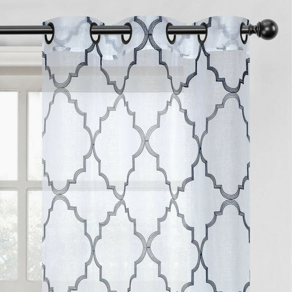 Kate Aurora 2 Pack Shabby Trellis Semi Sheer Clover Grommet Top Curtains - Assorted Colors