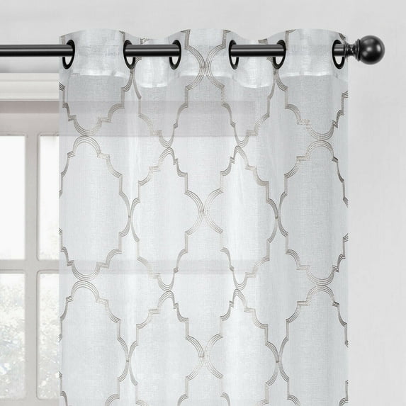 Kate Aurora 2 Pack Shabby Trellis Semi Sheer Clover Grommet Top Curtains - Assorted Colors