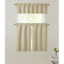 Kate Aurora 3 Piece Room Darkening Rod Pocket Cafe Kitchen Curtain Tier & Valance Set