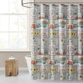thumbnail image 1 of Kate Aurora Autumn Accents Plaid Patchwork Fall Pick Up Trucks & Pumpkin Patch Fabric Shower Curtain - Standard Size, 1 of 2