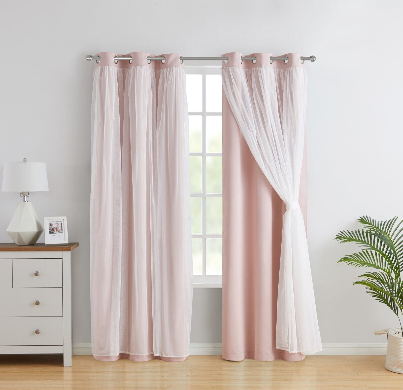 Kate Aurora 2 Pack Double Layered Hotel Chic Sheer Window Drapes ...