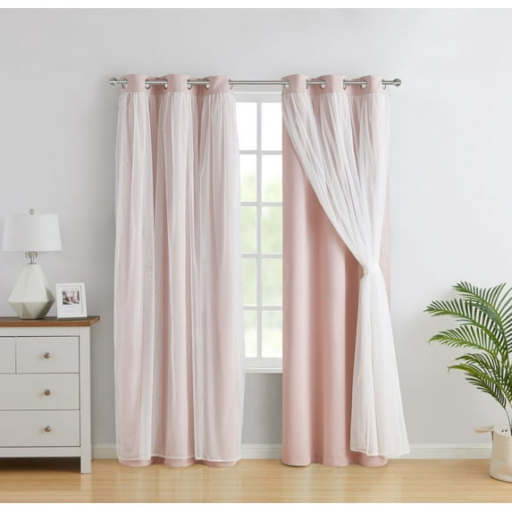 Kate Aurora Basic Elegance 2 Pack Double Layered Hotel Chic Sheer Light Defusing Curtains - Assorted Colors & Sizes
