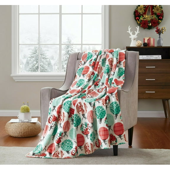 Kate Aurora Christmas Ornament Holiday Festivities Accent Throw Blanket