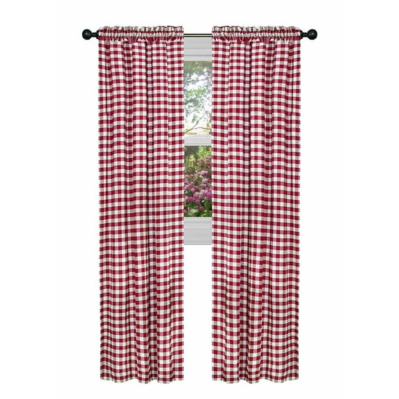 Kate Aurora Country Farmhouse Rod Pocket Buffalo Plaid Check Gingham Window Curtains - Assorted Colors & Sizes