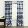 thumbnail image 1 of Kate Aurora Country Farmhouse Rod Pocket Buffalo Plaid Check Gingham Window Curtains - Navy Blue, 95 in. Long, 1 of 3