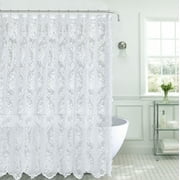 Kate Aurora Country Farmhouse Shabby Chic Floral Lace Shower Curtain - White