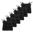thumbnail image 1 of Kate Aurora Country Living Plush Solid Colored Country Farmhouse Chair Cushions/Pads With Tear Proof Ties - 6 Piece, Black, 1 of 2