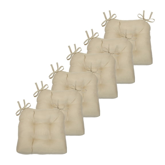 Kate Aurora Country Living Plush Solid Colored Country Farmhouse Chair Cushions/Pads With Tear Proof Ties - Assorted Colors