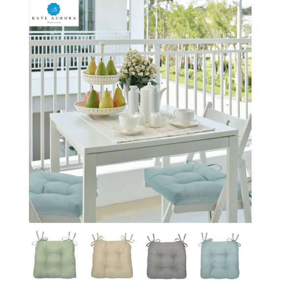 Kate Aurora Country Living Plush Solid Colored Country Farmhouse Chair Cushions/Pads With Tear Proof Ties - Assorted Colors