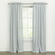 Kate Aurora Farmhouse Living Country Gray Plaid Rod Pocket Blackout Curtain, 42” x 95”