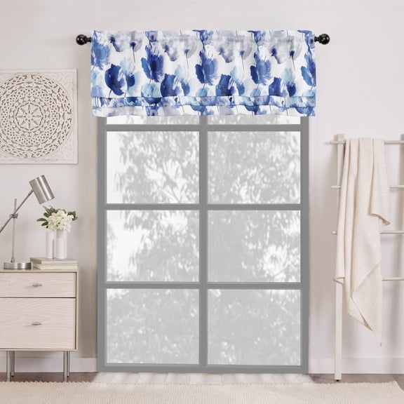 Kate Aurora Garden Chic Watercolor Poppy Field Floral Rod Pocket Valance - Assorted Colors