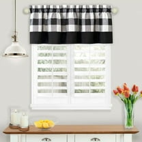 Kate Aurora Gingham Black Plaid Rod Pocket Window Valance, 58” x 14”