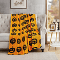thumbnail image 1 of Kate Aurora Halloween Black & Orange Oversized Jack O' Lanterns Ultra Soft & Plush Throw Blanket - 50 in. W x 70 in. L, 1 of 3