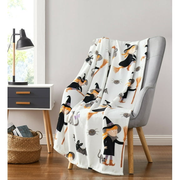 Kate Aurora Halloween Witches, Black Cats & Bats Ultra Soft & Plush Throw Blankets