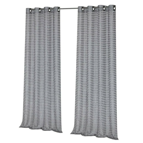 Kate Aurora Hollywood Glam Heavy Macrame Grommet Top Window Curtain Panel Pair - Gray