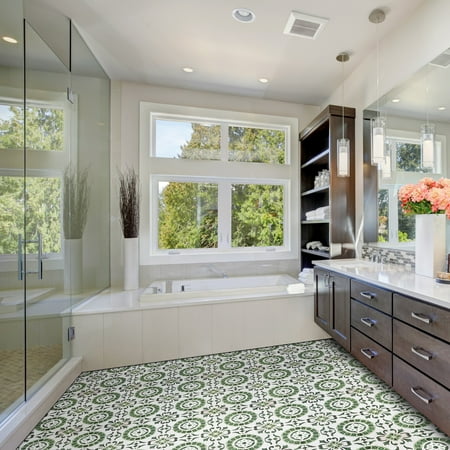 Kate Aurora Green Vinyl 12'' x 12'' Floor Tiles 20 sq ft Coverage Area, for Kitchen 20 Tiles