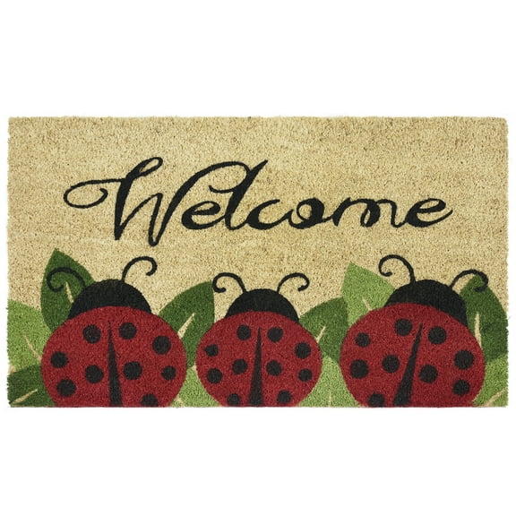 Kate Aurora Lady Bug Garden Design Coir Bristled Outdoor All Season Welcome Mat - 18"x30"