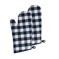 thumbnail image 1 of Kate Aurora Living 2 Pack Gingham Plaid Checkered Country Farmhouse Oven Mitts - Navy Blue, 1 of 2