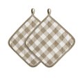 thumbnail image 1 of Kate Aurora Living 2 Pack Gingham Plaid Checkered Country Farmhouse Pot Holders - Linen, 1 of 2