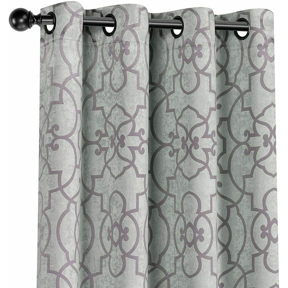 Kate Aurora Living 2 Pack Palladian Lattice Heavy Duty Thermal Room Darkening Curtain Panels - Purple, 84 in. Long