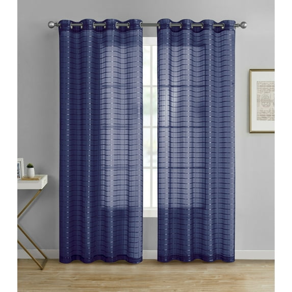 Kate Aurora Living 2 Pack Semi Sheer Plaid Grommet Top Window Curtains - Assorted Colors