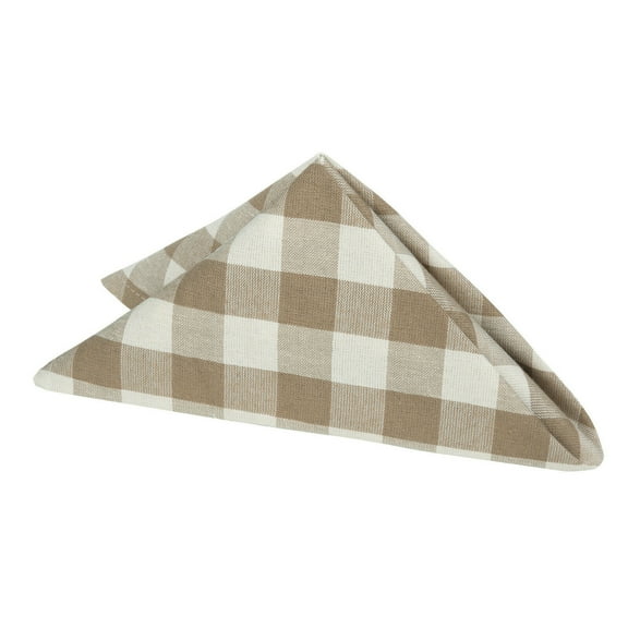 Kate Aurora Living 4 Pack Gingham Plaid Checkered Country Farmhouse Cotton Napkins - Linen