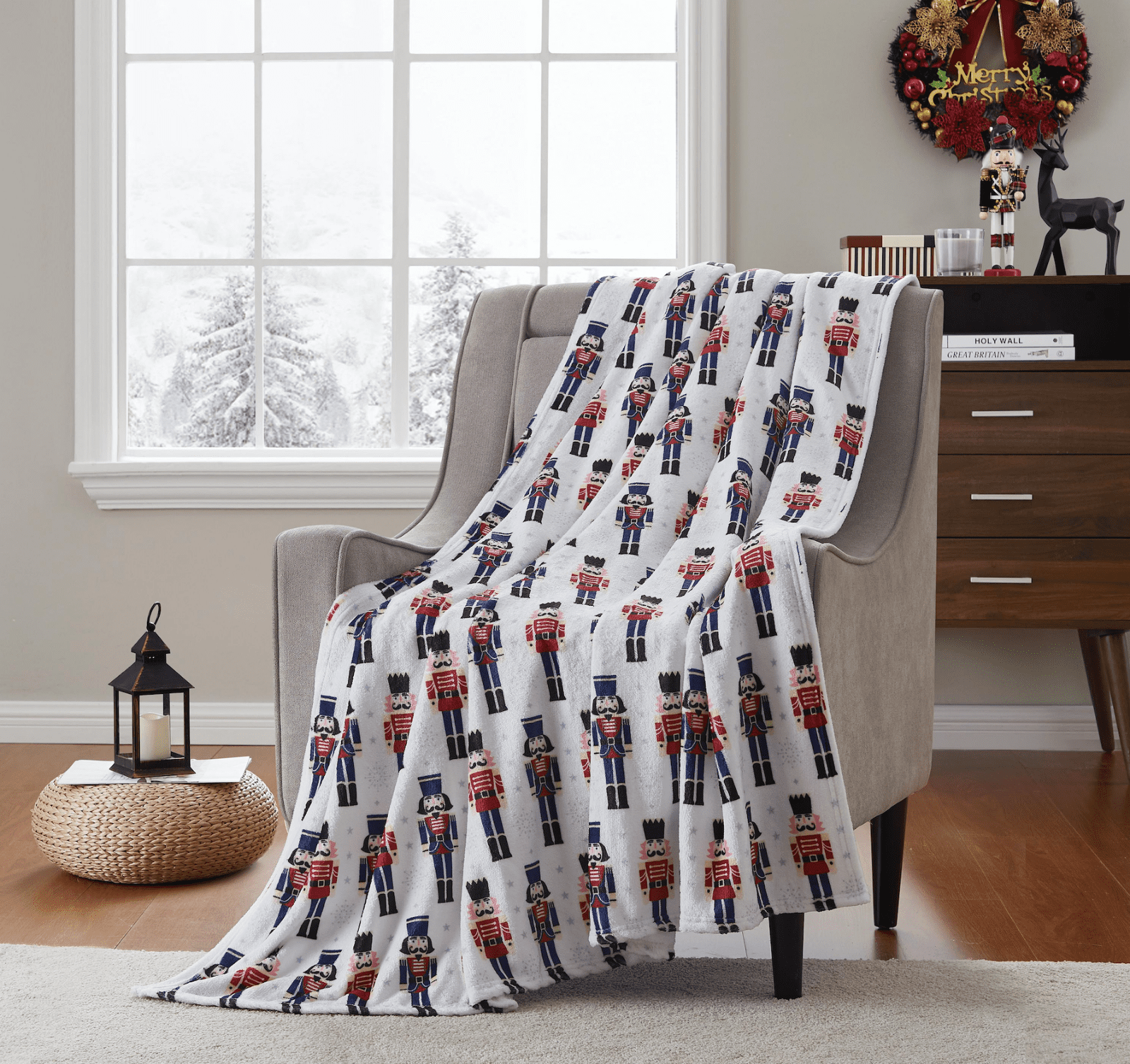 Kate Aurora Living Christmas Toy Soldiers Nutcrackers Hypoallergenic Ultra Plush Throw Blanket