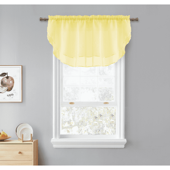 Kate Aurora Living Crystal Sheer Double Layered Rod Pocket Ascot Window Valances - Assorted Colors