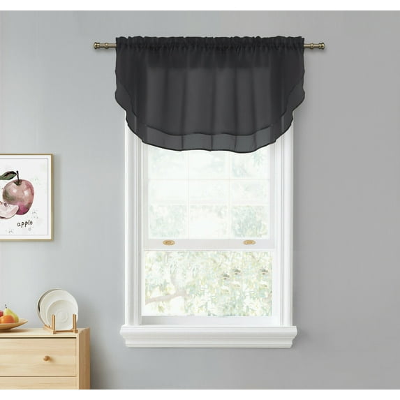 Kate Aurora Living Crystal Sheer Double Layered Rod Pocket Ascot Window Valances - Assorted Colors