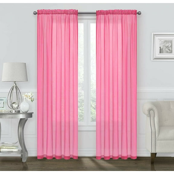 Kate Aurora Living Ultra Luxurious Sheer Voile Window Curtain Pair - Hot Pink, 84 in. Long
