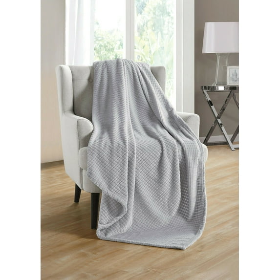 Kate Aurora Living Ultra Soft & Plush Hypoallergenice Tufted Fleece Throw Blanket Covers - Gray