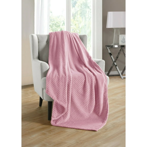Kate Aurora Living Ultra Soft & Plush Hypoallergenice Tufted Fleece Throw Blanket Covers - Pink