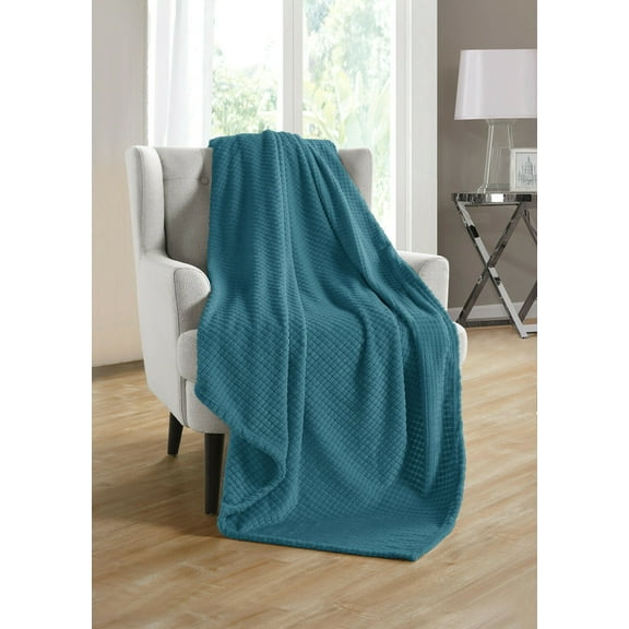 Kate Aurora Living Ultra Soft & Plush Hypoallergenice Tufted Fleece Throw Blanket Covers - Teal
