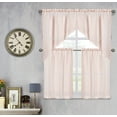 thumbnail image 1 of Kate Aurora Modern Chic Complete 4 Piece Striped Sheer Kitchen Curtain Tier & Valance Set - Rose, 1 of 2
